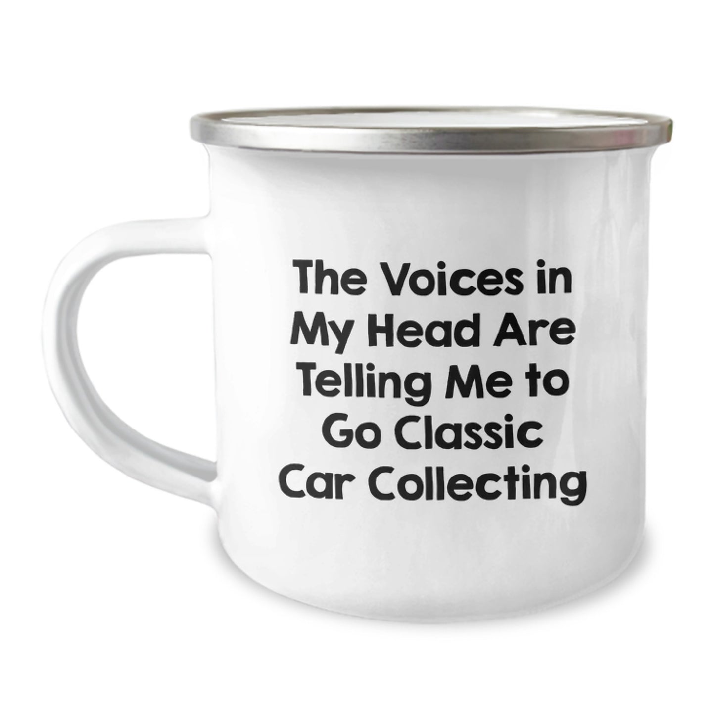 Funny Classic Car Collecting Camping Mug Gifts from Friends for Birthday - 'The Voices In My Head Are Telling Me To Go Classic Car Collecting' - Image 1