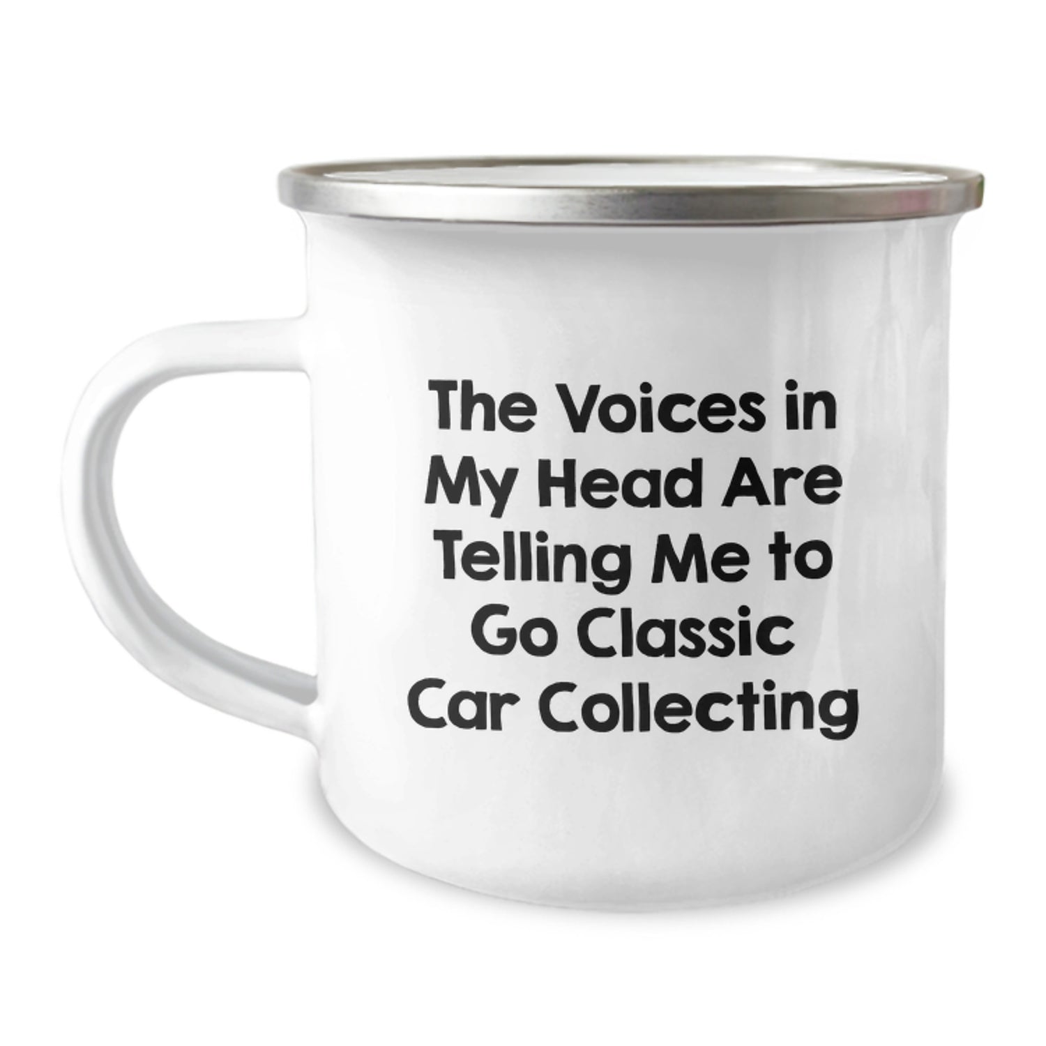 Funny Classic Car Collecting Camping Mug Gifts from Friends for Birthday - 'The Voices In My Head Are Telling Me To Go Classic Car Collecting' - Image 1