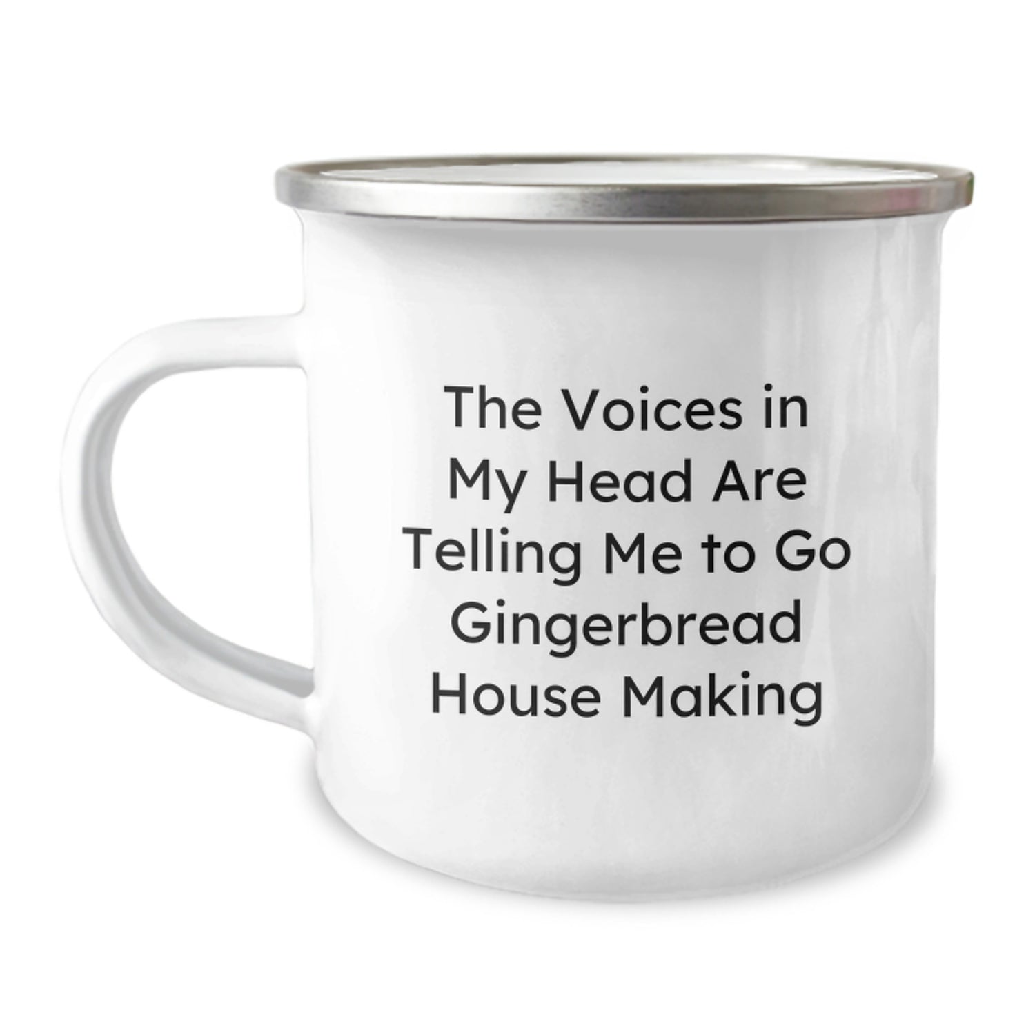 Funny Gingerbread House Making Gifts from Family for Friends Camping Mug - 'The Voices In My Head Are Telling Me To Go Gingerbread House Making' - Image 1