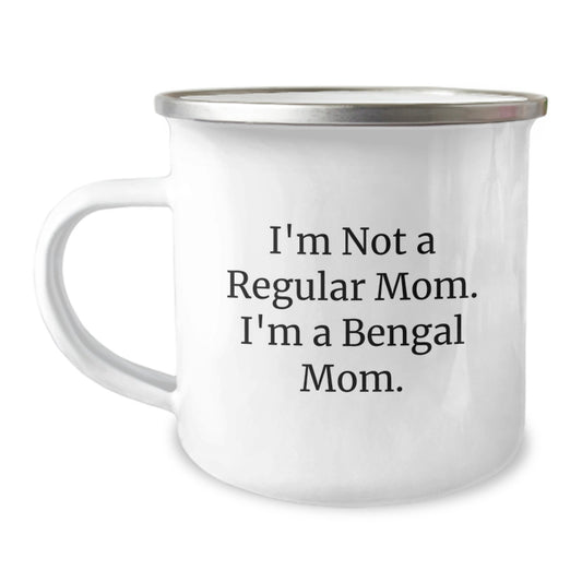 Funny Bengal Cat Mom Gifts for Birthday Camping Mug from Mom, 'I'm Not A Regular Mom. I'm A Bengal Mom.' - Image 1