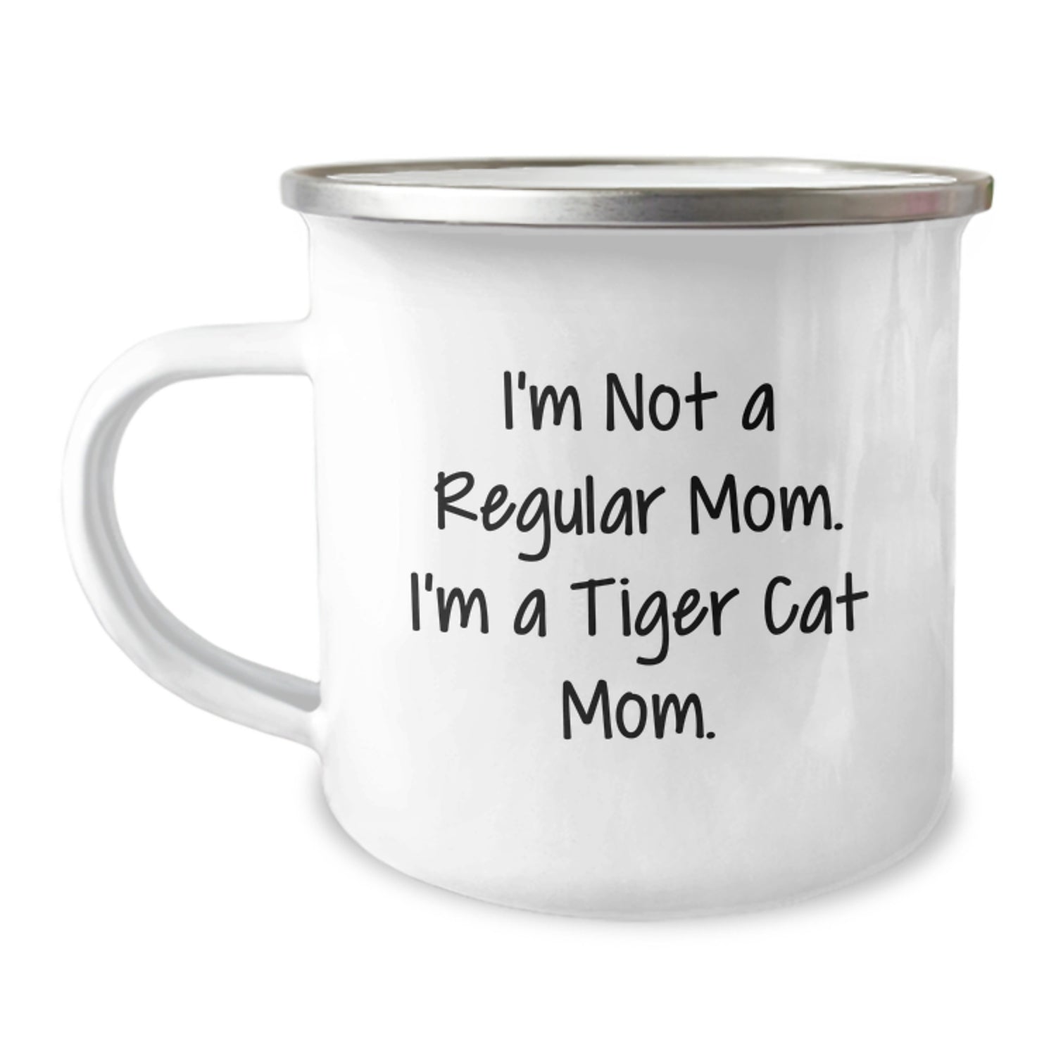 Tiger Cat Mom Camping Mug, Funny Gifts from Family to Friends for Birthday, 'I'm Not A Regular Mom. I'm A Tiger Cat Mom.' - Image 1