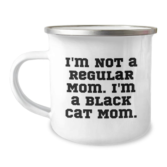 Black Cat Mom Funny Camping Mug Gifts from Family, Gifts for Black Cat Lovers on Birthday - Image 1