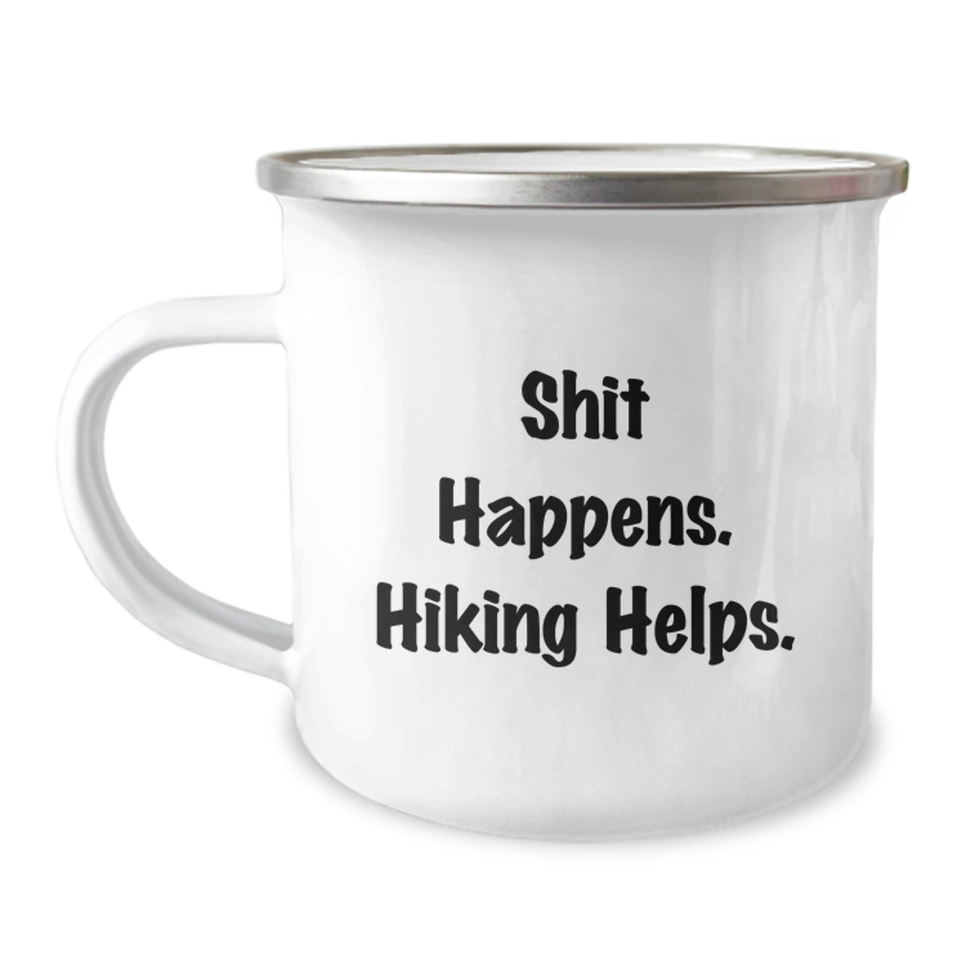 Hiking Gifts for Friends, Funny Camping Mug with 'Shit Happens. Hiking Helps.' for Outdoor Enthusiasts, Gifts from Men to Women on Birthday - Image 1