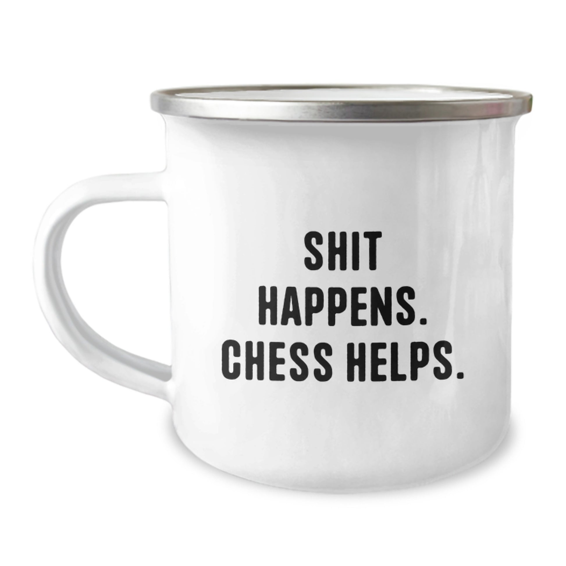 Funny Chess Gifts for Graduation, Camping Mug with Shit Happens. Chess Helps., Gifts from Friends, Unique Gifts for Chess Lovers - Image 1