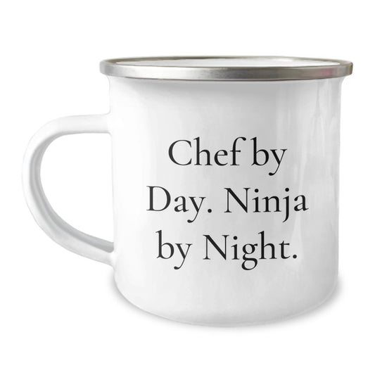 Chef's Delight, Camping Mug for Birthday Unique Gifts from Friends, 'Chef By Day. Ninja By Night.' - Image 1