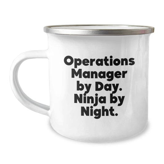Operations Manager Ninja Gifts from Coworkers for Birthday Unique Camping Mug, Funny Quote - Image 1