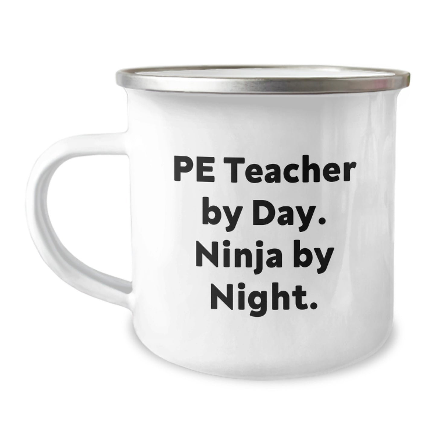 Funny PE Teacher Gifts from Men - 'Pe Teacher By Day. Ninja By Night.' Camping Mug for PE Teacher Birthday Unique Gifts - Image 1