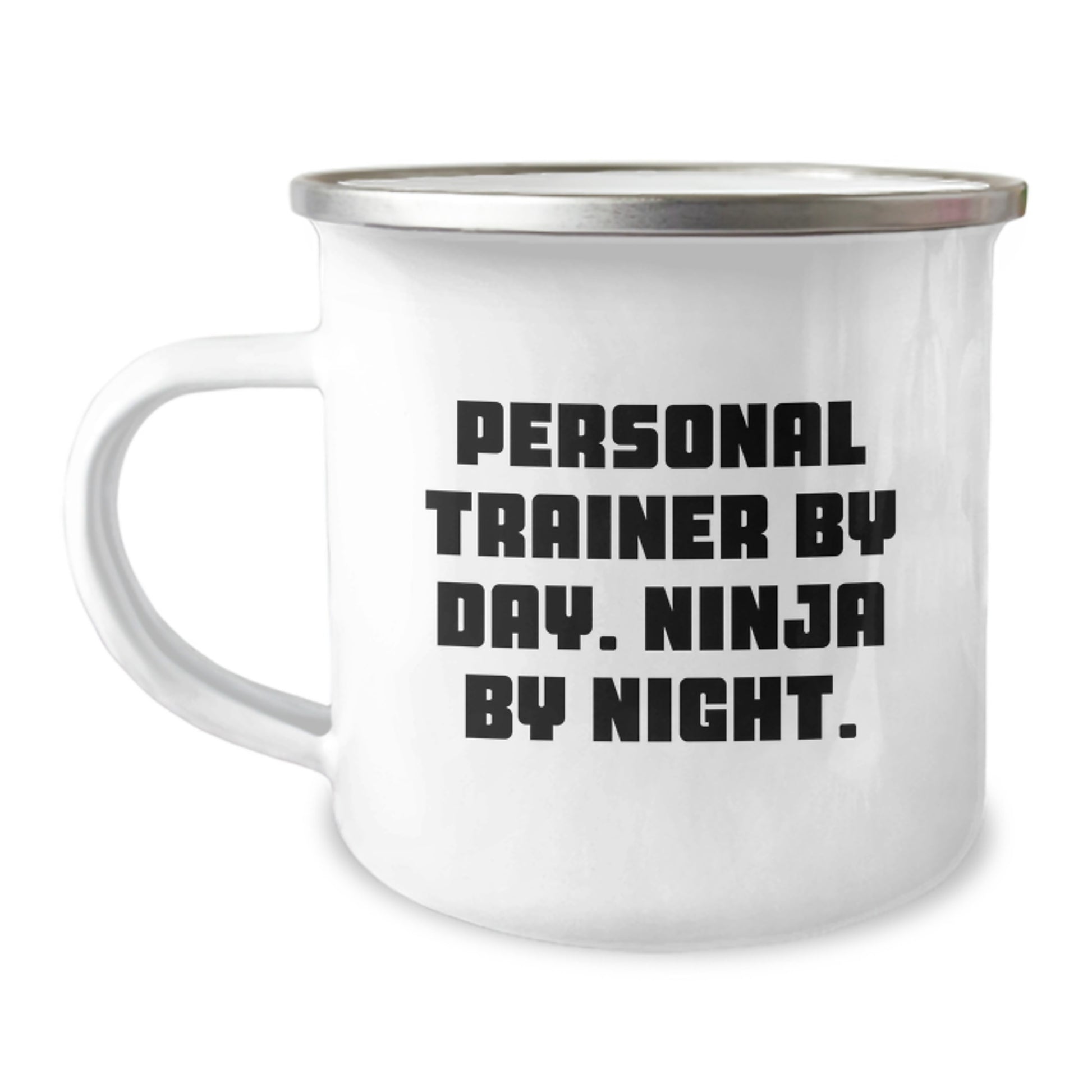 Personal Trainer Gifts from Friends, Funny Camping Mug for Personal Trainer's Birthday, 'Personal Trainer By Day. Ninja By Night.' Quote - Image 1