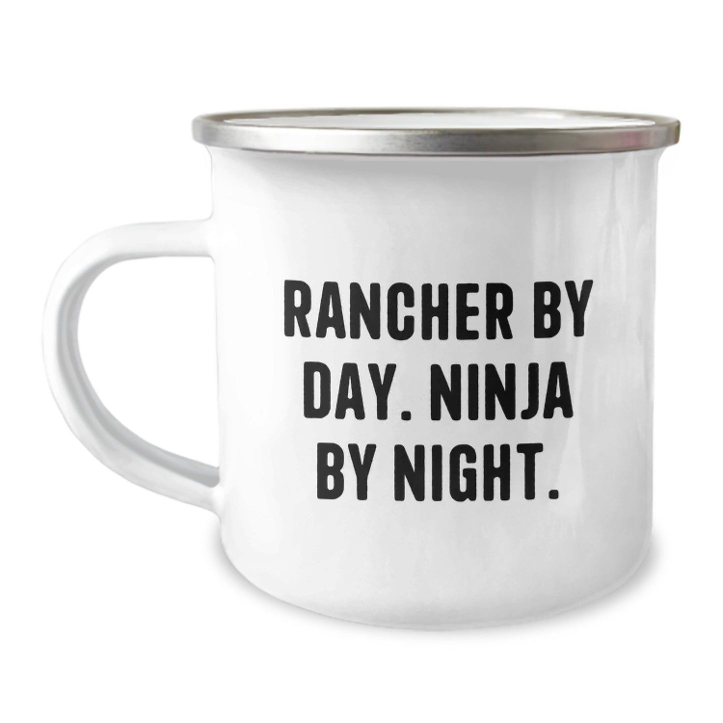 Funny Rancher Gifts from Men, Camping Mug for Rancher By Day. Ninja By Night. Birthday Unique Gifts - Image 1