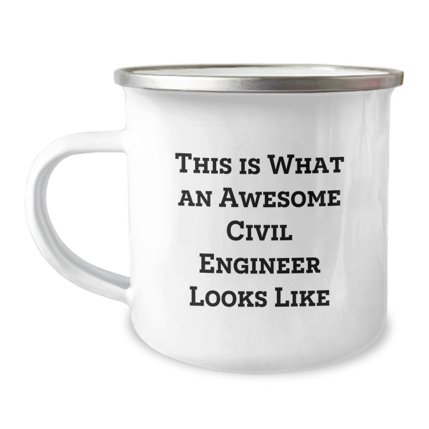 Civil Engineer Birthday Unique Gifts, Funny Camping Mug, 'This Is What An Awesome Civil Engineer Looks Like', Gifts from Friends to Civil Engineer Men, 12 oz Stainless Steel Enamel Mug - Image 1