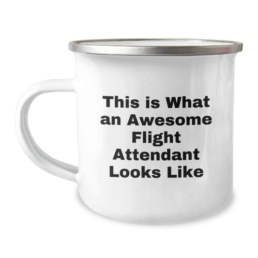 Funny Flight Attendant Gifts for Her from Friends - This Is What An Awesome Flight Attendant Looks Like Camping Mug for Graduation - Image 1