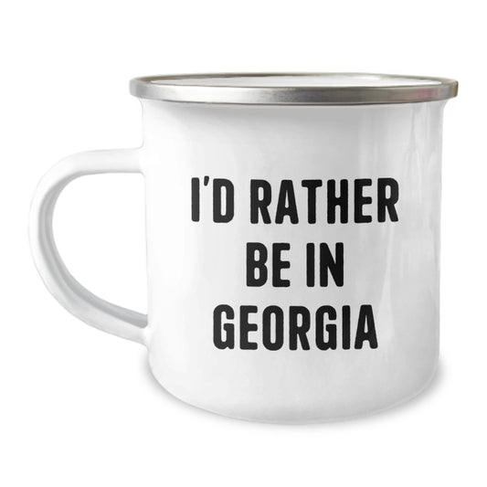 Georgia Inspired Camping Mug, 'I'd Rather Be In Georgia' Funny Quote Gifts from Men, Family, Friends to Georgia Lovers, Perfect Graduation Unique Gifts - Image 1