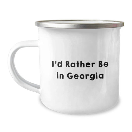 Georgia Camping Mug, 'I'd Rather Be In Georgia', Inspirational Gifts for Georgia Lovers, 12 oz Stainless Steel with Enamel Finish, Perfect Graduation Gift from Family and Friends - Image 1