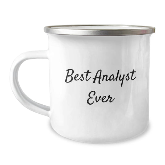 Funny Analyst Gifts: Best Analyst Ever Quote Camping Mug, 12 oz Stainless Steel Enamel Finish, Gifts from Friends to Coworkers, Birthday Unique Presents - Image 1
