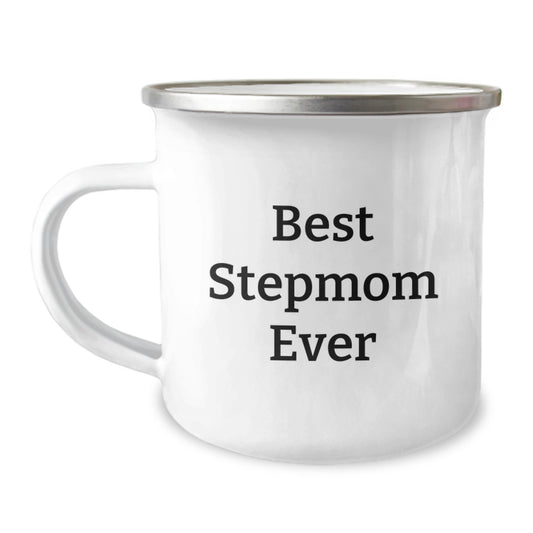 Funny Stepmom Gifts for Her - Best Stepmom Ever Camping Mug, 12 oz Stainless Steel with Enamel Finish, Gifts from Women to Men, Family, and Friends for Graduation - Image 1
