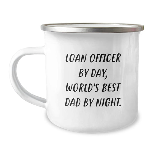 Loan Officer Gifts from Men, Funny Quote World's Best Dad, Camping Mug for Graduation Unique Gifts - Image 1