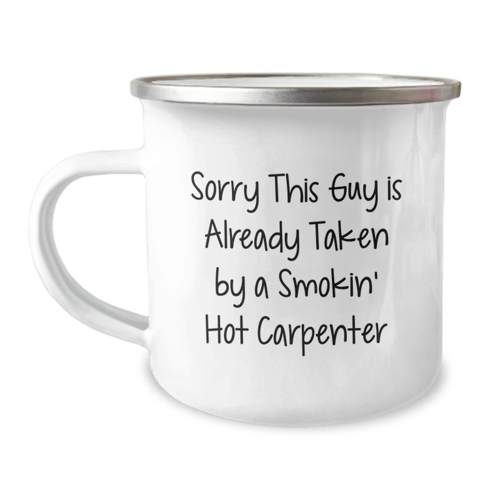 Carpenter Gifts, Funny Quote, Camping Mug for Graduation, Gifts from Friends, Gifts for Him - 12 oz Stainless Steel Enamel Finish - Image 1