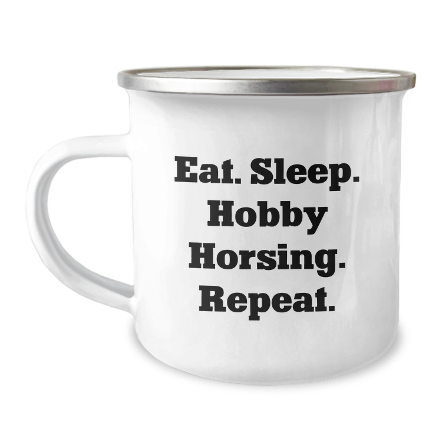 Funny Hobby Horsing Gifts for Men, 'Eat. Sleep. Hobby Horsing. Repeat.' Quote Birthday Camping Mug, Gifts from Friends for Hobby Horsing Lovers - Image 1