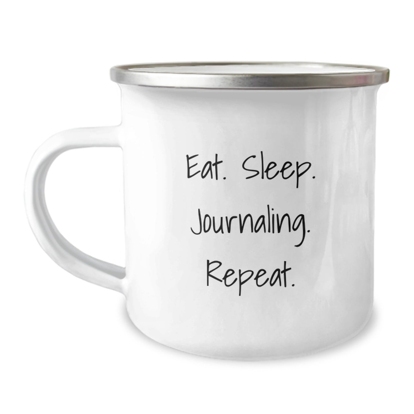 Funny Journaling Gifts for Friends from - 'Eat. Sleep. Journaling. Repeat.' Camping Mug, Birthday Unique Gifts - Image 1
