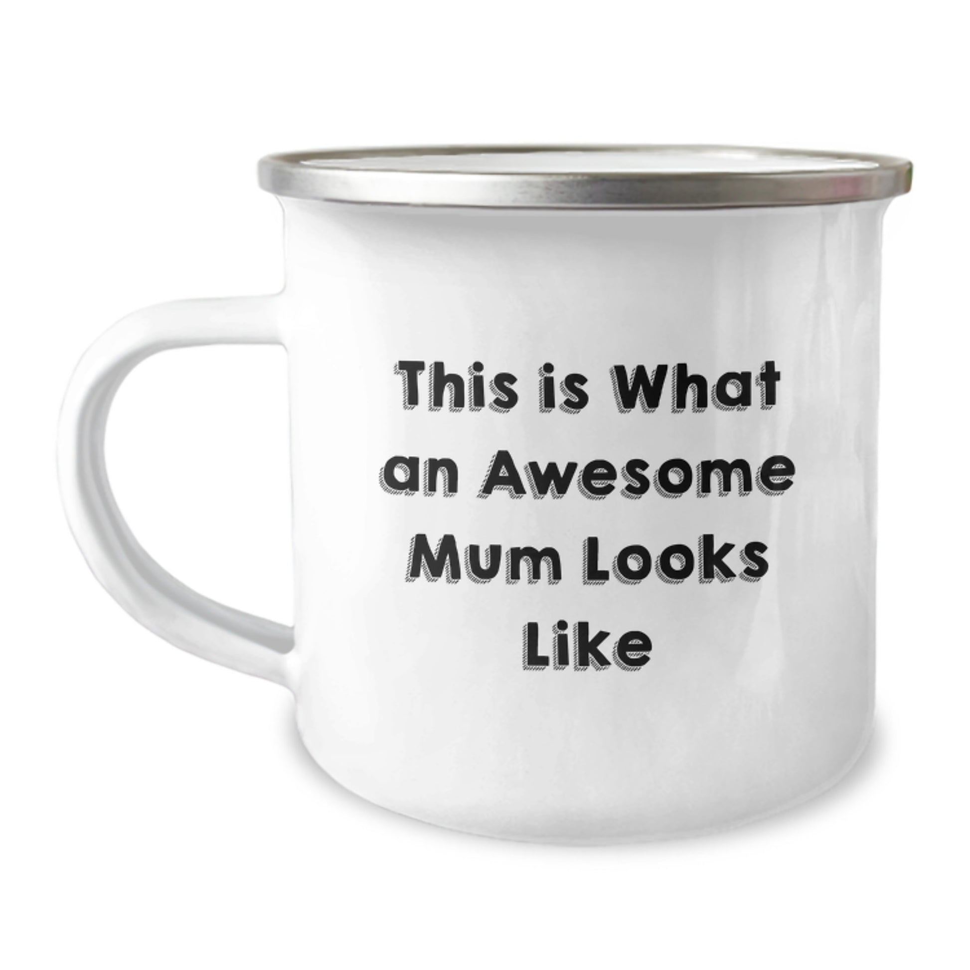 Funny Mum Gifts from Family for Graduation, Camping Mug with Quote 'This Is What An Awesome Mum Looks Like', 12 oz Stainless Steel with Enamel Finish, Permanent Printing - Image 1