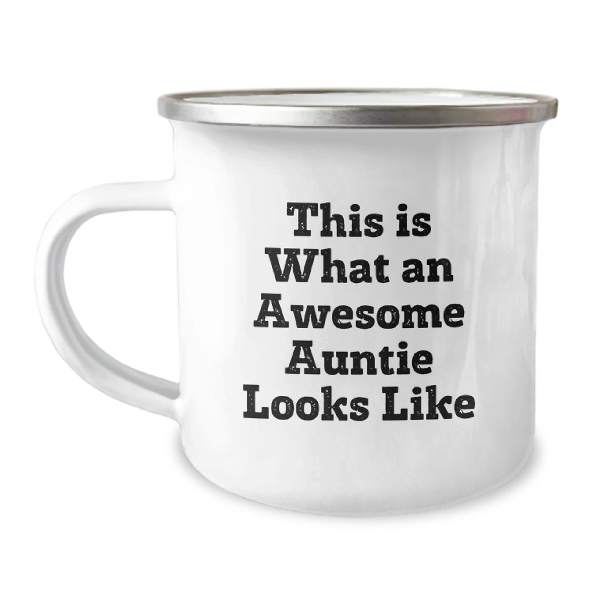 Funny Auntie Gifts from Family - This Is What An Awesome Auntie Looks Like, 12 oz Camping Mug for Birthday - Image 1