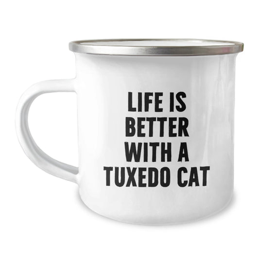 Funny Tuxedo Cat Gifts for Friends from Family - Camping Mug for Graduation - Image 1