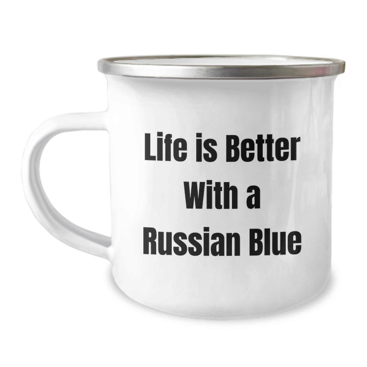 Russian Blue Cat Lovers Gifts from Family to Friends - Funny Camping Mug, 'Life Is Better With A Russian Blue' Graduation Unique Gifts - Image 1