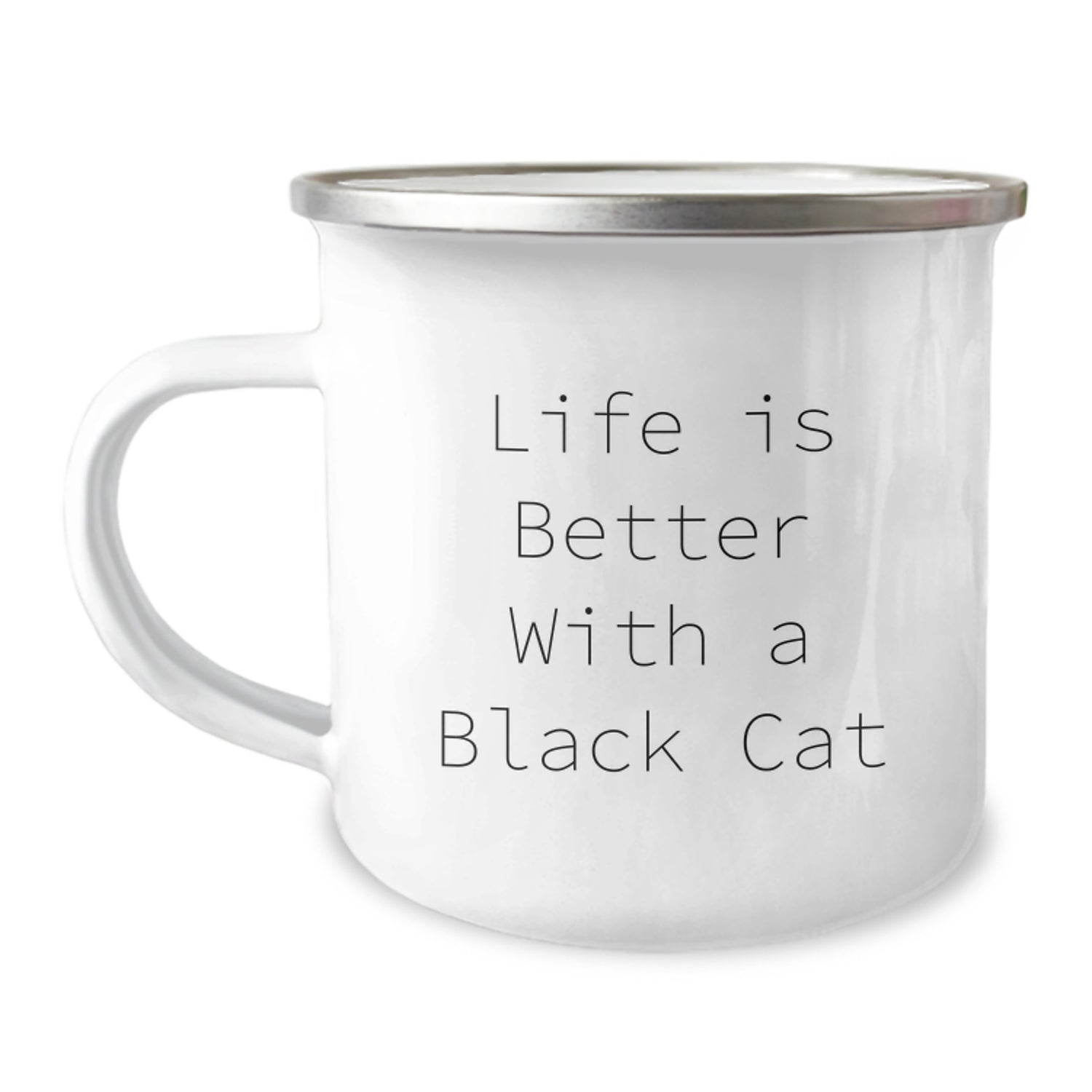 Funny Black Cat Gifts for Men from Friends on Graduation - Life Is Better With A Black Cat, Camping Mug - Image 1