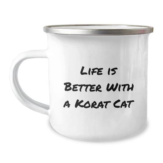 Korat Cat Lover's Camping Mug, Gifts from Family to Korat Cat Enthusiasts, Life Is Better With A Korat Cat - Image 1