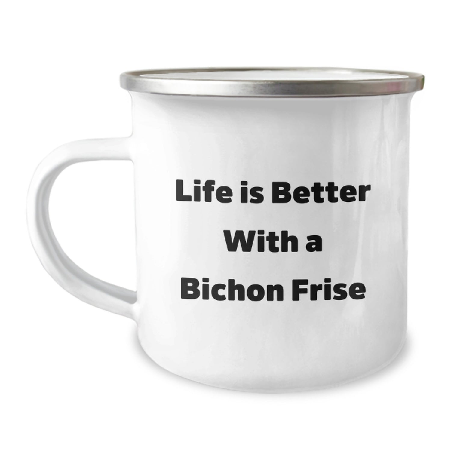Funny Bichon Frise Dog Birthday Unique Gifts, Gifts from Friends, Family to Bichon Frise Dog Lovers - Life Is Better With A Bichon Frise Camping Mug, Perfect for Camping, Hiking - Image 1