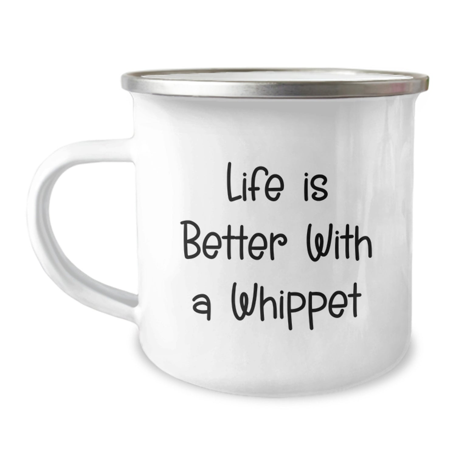 Whippet Dog Camping Mug, Funny Quote Life Is Better With A Whippet, Birthday Unique Gifts from Friends to Whippet Dog Lovers, 12 oz Stainless Steel - Image 1