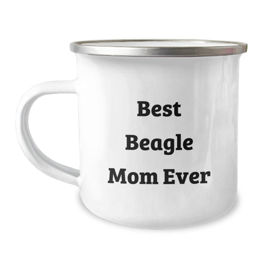 Funny Beagle Dog Mom Gifts from Mom for Friends - Best Beagle Mom Ever Camping Mug, 12 oz Stainless Steel with Enamel Finish, Perfect for Birthday - Image 1