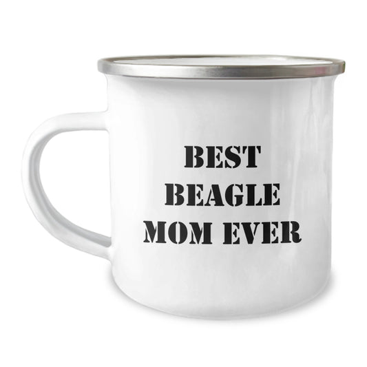 Funny Beagle Dog Mom Gifts for Friends Birthday, Best Beagle Mom Ever Enamel Camping Mug, 12 oz Stainless Steel, Gifts from Family - Image 1