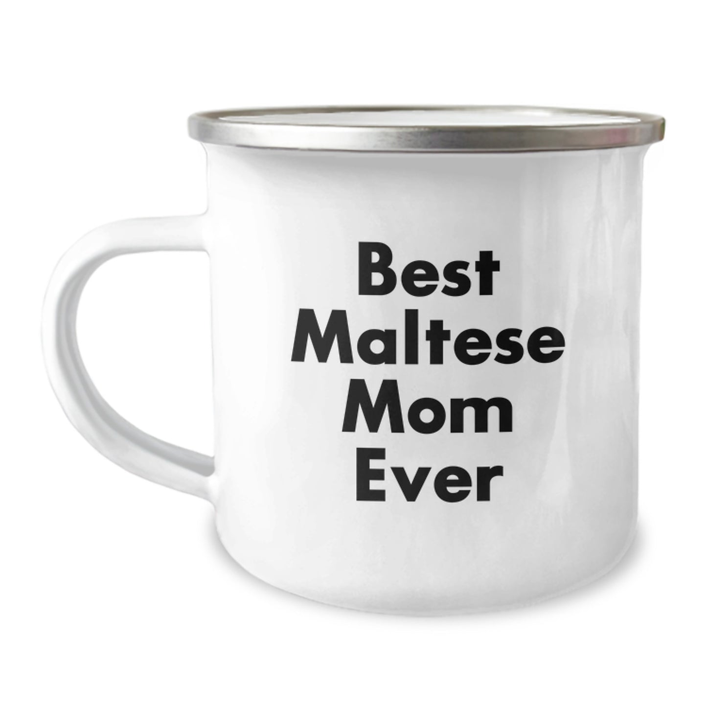 Funny Maltese Dog Lover Gifts from Mom - Best Maltese Mom Ever Camping Mug for Birthday, 12 oz Stainless Steel with Enamel Finish - Image 1