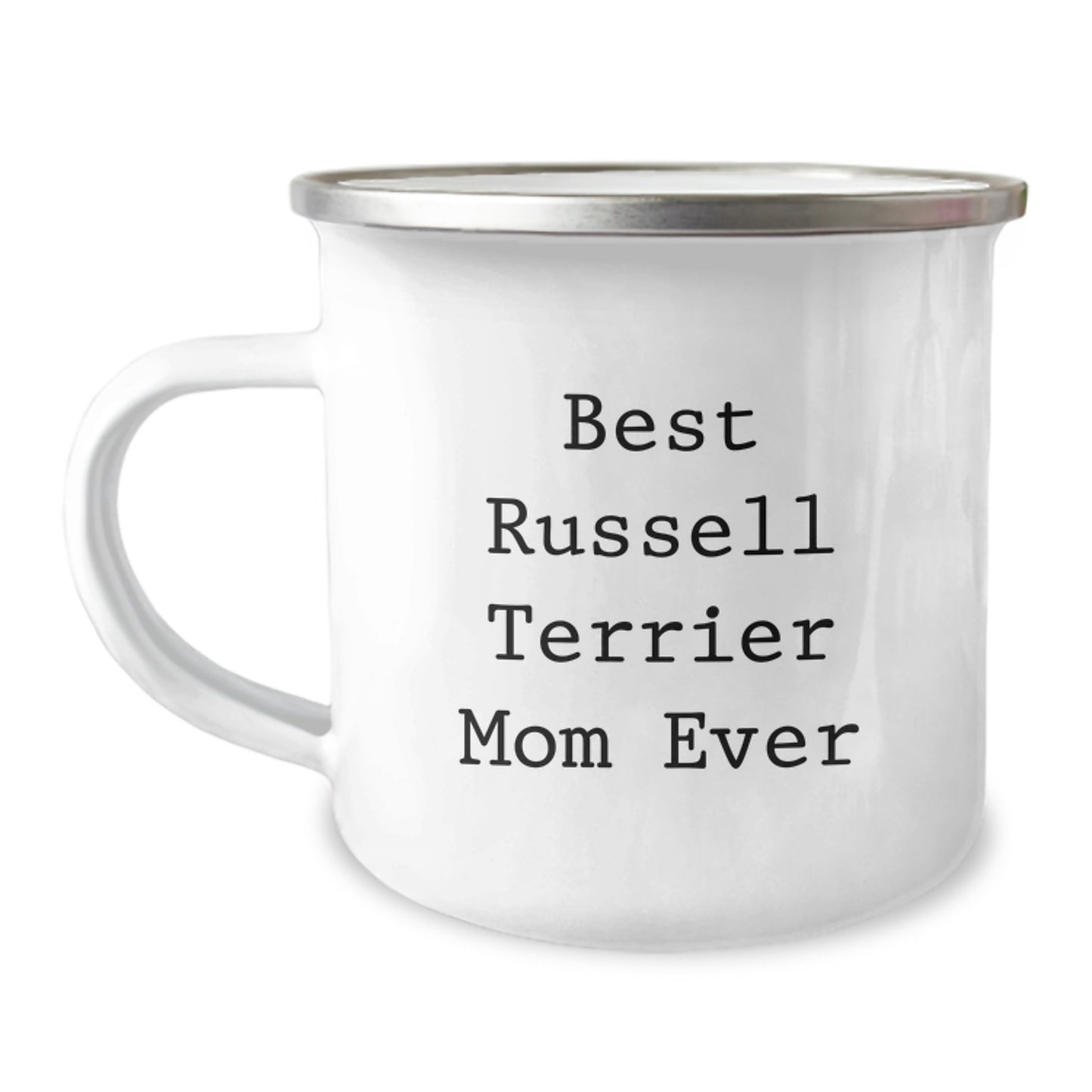 Russell Terrier Dog Lover's Funny Camping Mug Gifts from Friends and Family, Best Russell Terrier Mom Ever Quotes, 12 oz Stainless Steel with Enamel Finish - Image 1