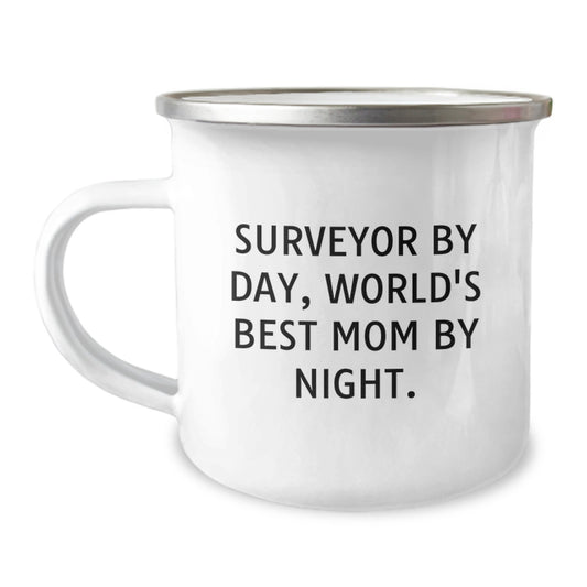 Funny Surveyor Gifts for Men, Surveyor Camping Mug, Birthday Unique Gifts from Mom to Son, Perfect for Surveyor Dad - Image 1