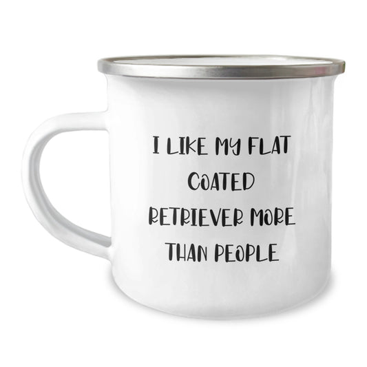 Funny Flat Coated Retriever Dog Lover Gifts from Friends for Birthday, I Like My Flat Coated Retriever More Than People Camping Mug - Image 1