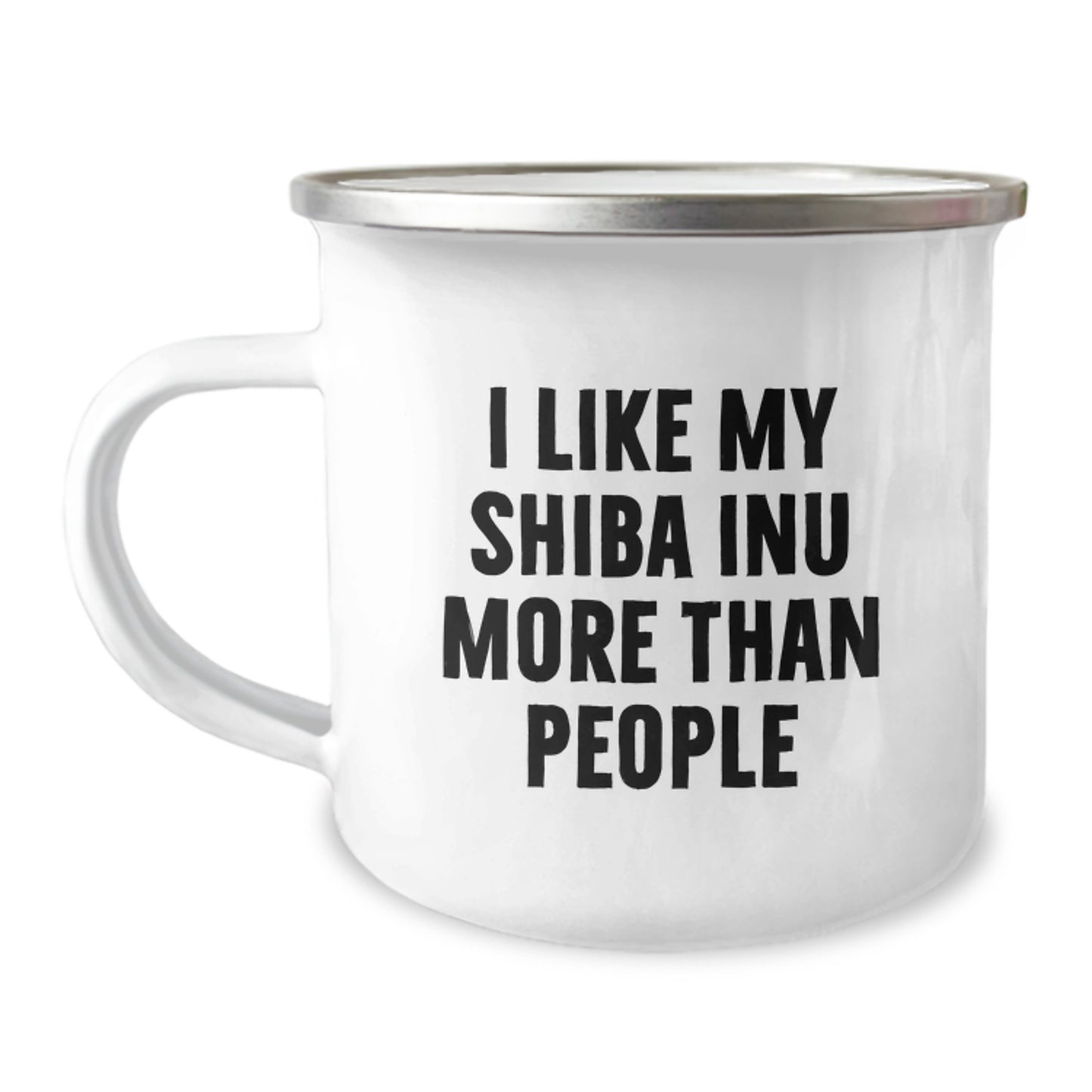 Shiba Inu Dog Lovers Funny Camping Mug Gifts from Men to Friends for Birthday, 'I Like My Shiba Inu More Than People' Quote - Image 1