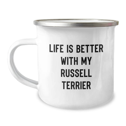Funny Russell Terrier Dog Gifts from Friends for Birthday Camping Mug - Life Is Better With My Russell Terrier - Image 1