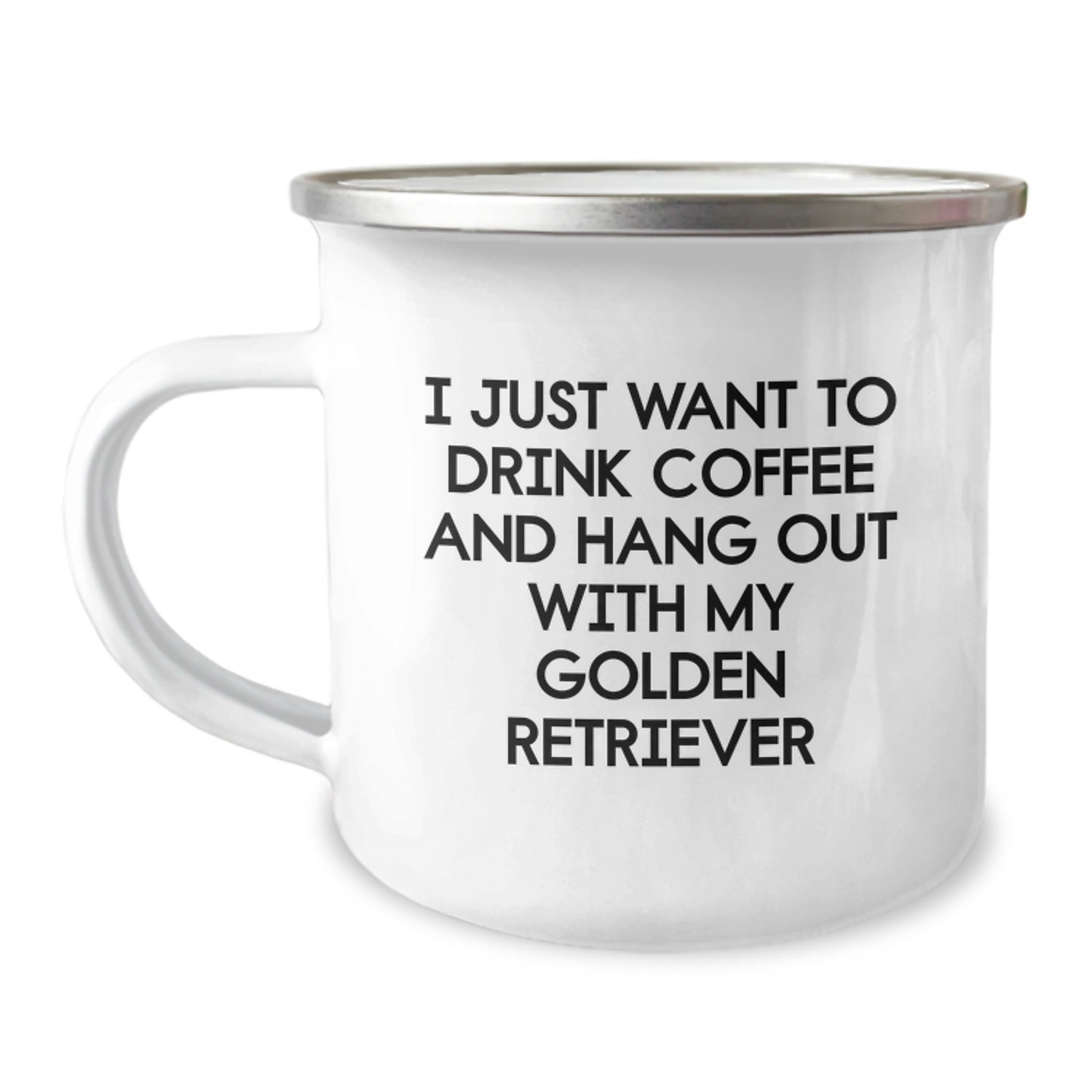 Funny Golden Retriever Dog Lover Gifts from Friends, Handcrafted Camping Mug for Birthday, 'I Just Want To Drink Coffee And Hang Out With My Golden Retriever' - Gifts for Golden Retriever Dog Owners - Image 1