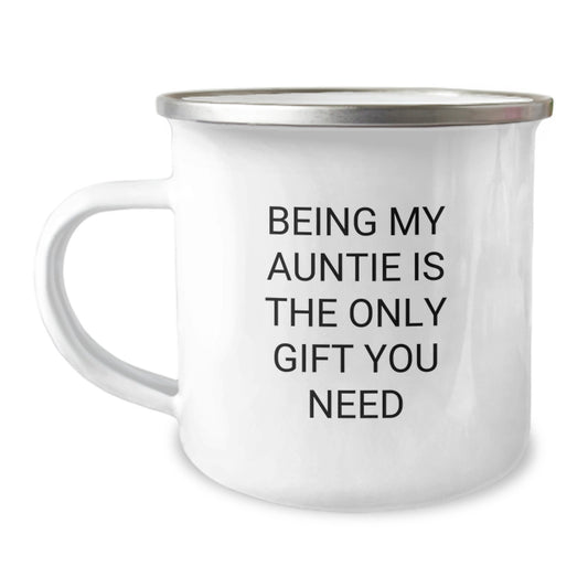 Funny Auntie Gifts from Family, Being My Auntie Christmas Unique Mugs, Stainless Steel Camping Mug - Image 1