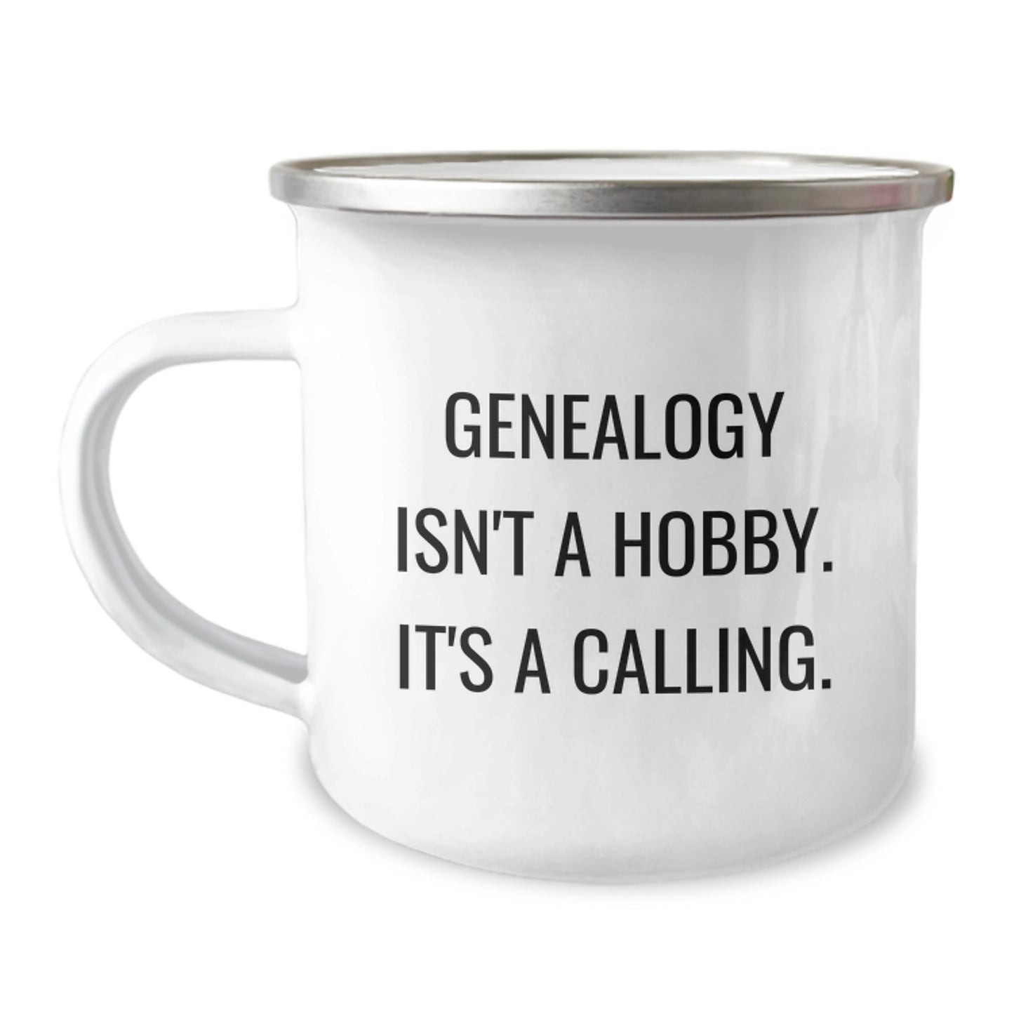 Genealogy Camping Mug, Funny Holiday Gifts from Family for Genealogy Lovers, 'Genealogy Isn't A Hobby. It's A Calling.' Mugs for Men and Women, Unique Christmas Unique Gifts - Image 1