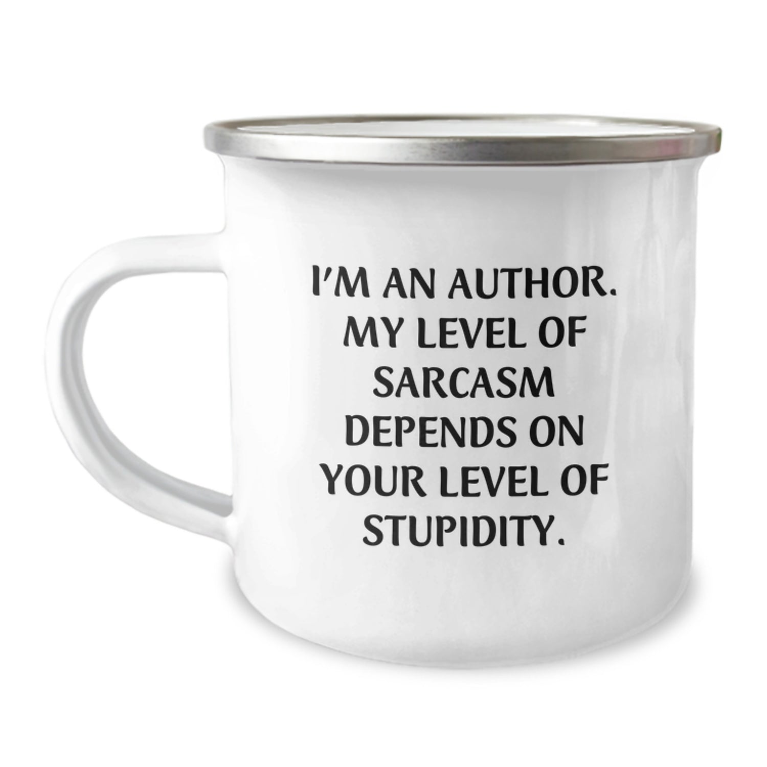 Author's Sarcasm-Infused Camping Mug, Gifts from Friends for Author's Birthday, Unique and Funny - Image 1