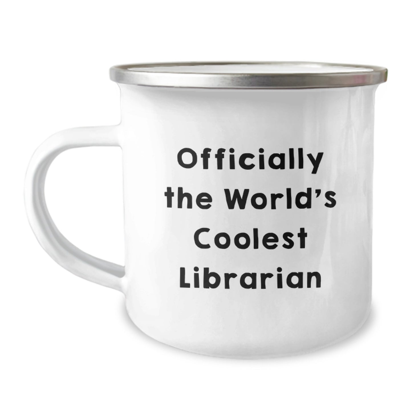 Funny Librarian Gifts from Friends for World's Coolest Librarian Camping Mug, Christmas Unique Gifts for Librarian, 12 oz Stainless Steel Enamel Finish - Image 1