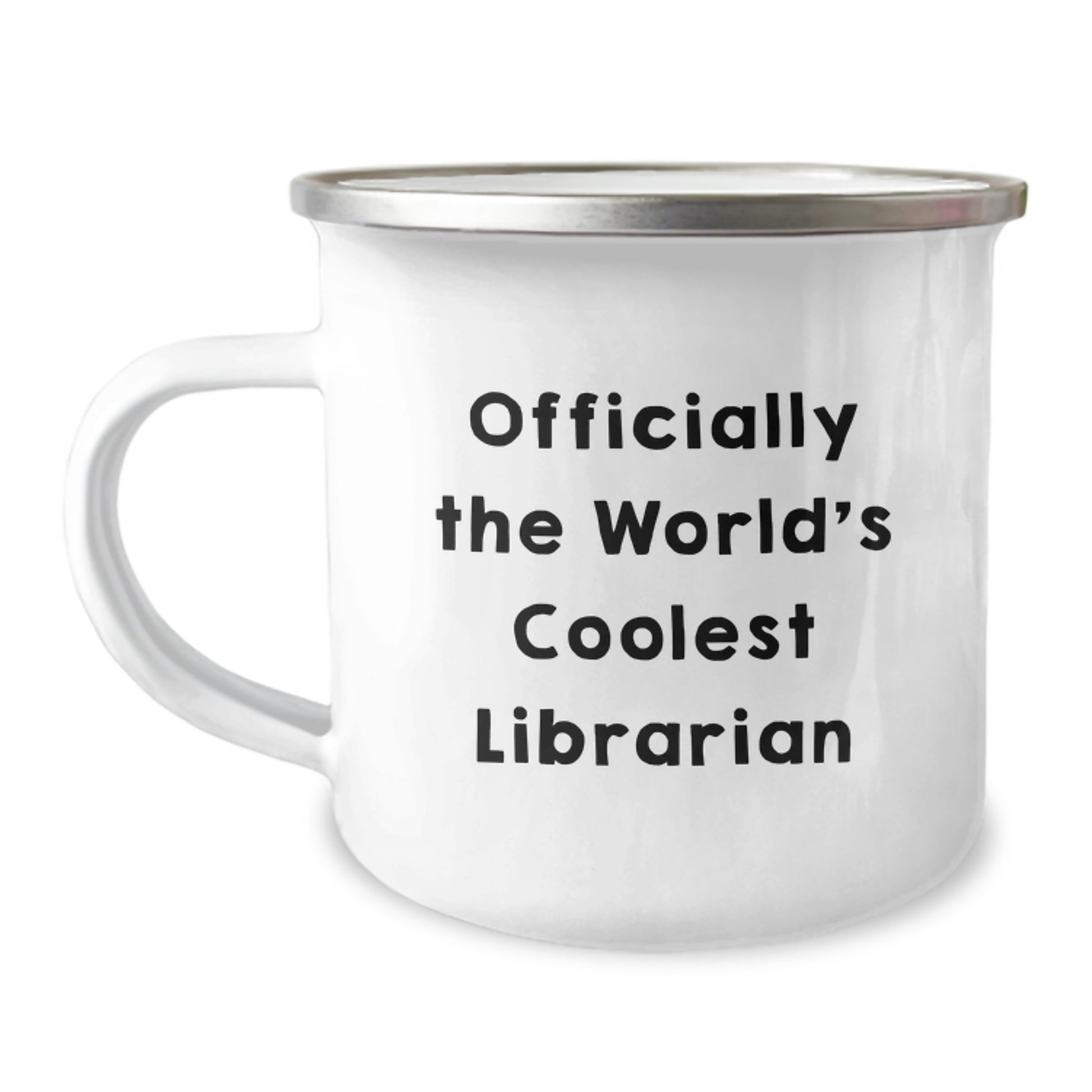 Funny Librarian Gifts from Friends for World's Coolest Librarian Camping Mug, Christmas Unique Gifts for Librarian, 12 oz Stainless Steel Enamel Finish - Image 1