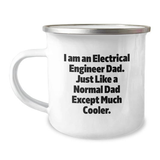 Funny Electrical Engineer Dad Gifts from Men for Christmas Unique Presents - 'I Am An Electrical Engineer Dad' Camping Mug, Stainless Steel with Enamel Finish - Image 1