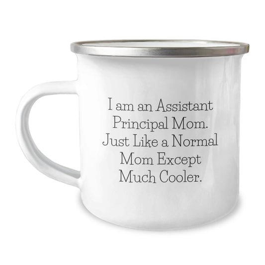 Gifts from Family for Assistant Principal Mom, Funny Camping Mug, Christmas Unique Gifts, I Am An Assistant Principal Mom - Stainless Steel Enamel Finish - Image 1