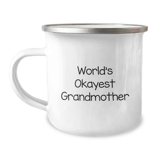 Funny Grandmother Gifts, Custom Camping Mug, World's Okayest Grandmother Quote, Gifts from Family to Grandmother, Gift Ideas for Grandmother - Image 1