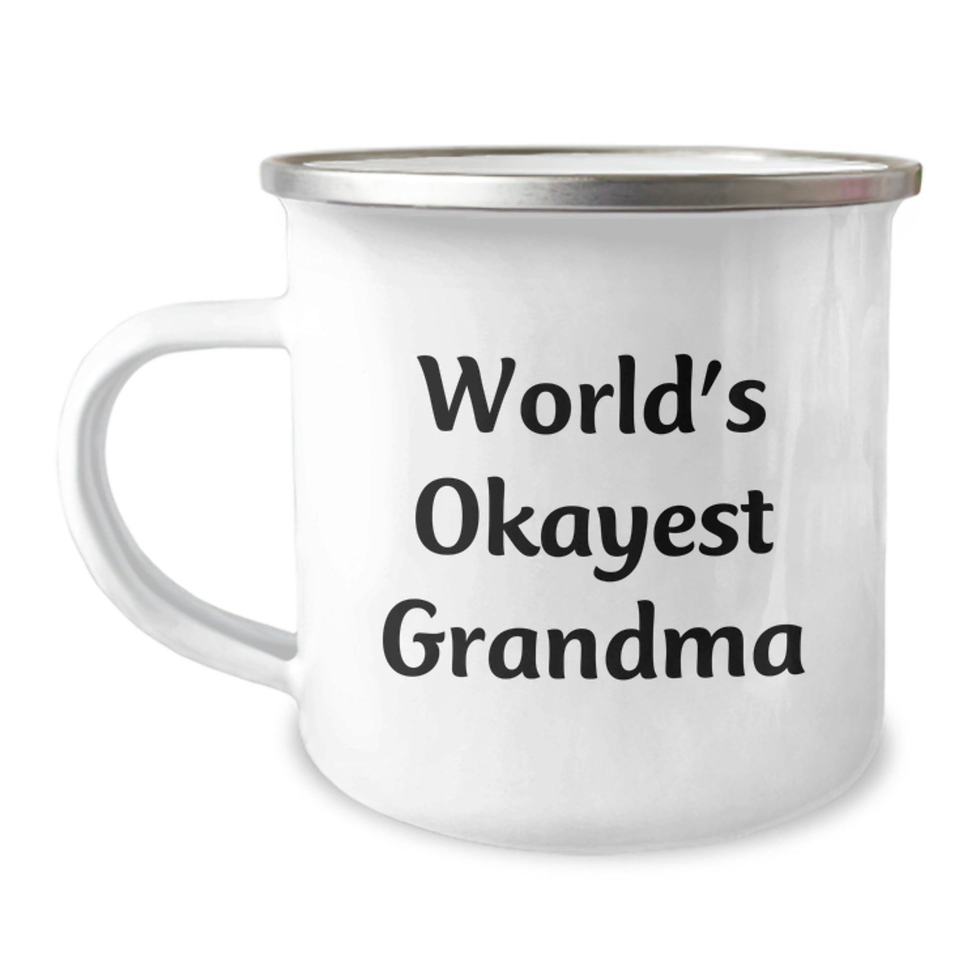 Funny Grandma Gifts from Men for Christmas Unique Gifts - World's Okayest Grandma Quote on Camping Mug - Image 1