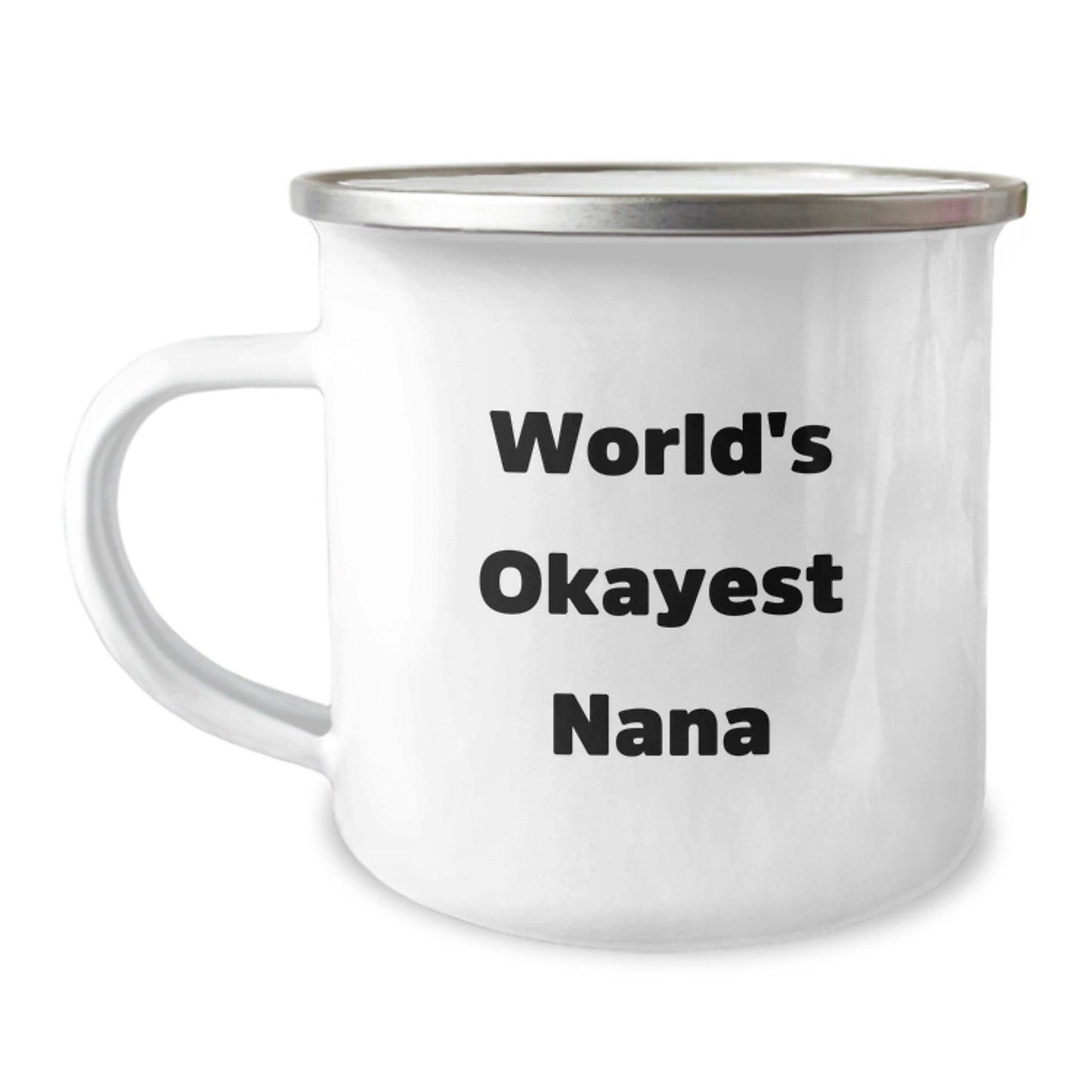 Funny Gifts from Family for Nana - 'World's Okayest Nana' Camping Mug for Christmas Unique Gifts - Image 1